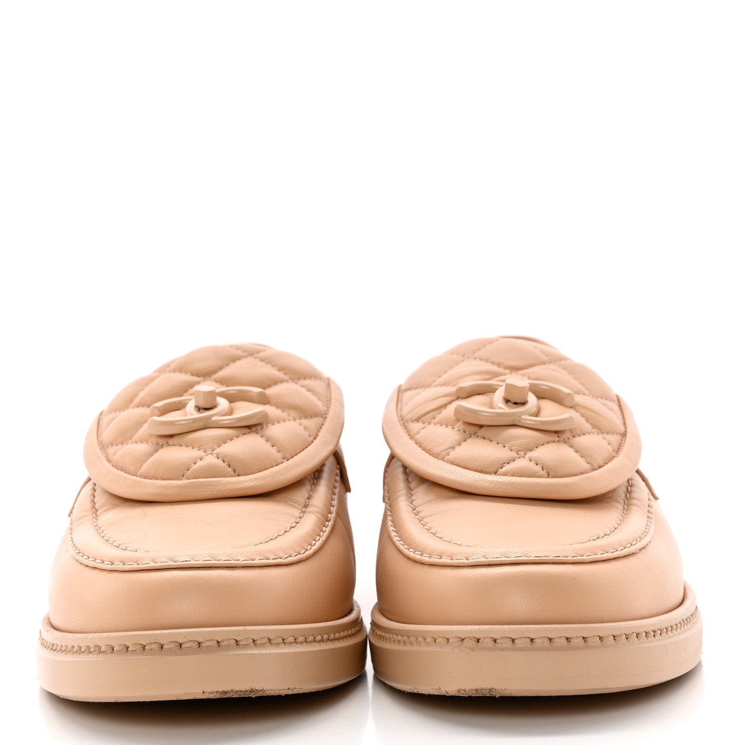 Chanel Lambskin Quilted CC Turnlock Moccasins 38.5 Beige 2 of 11
