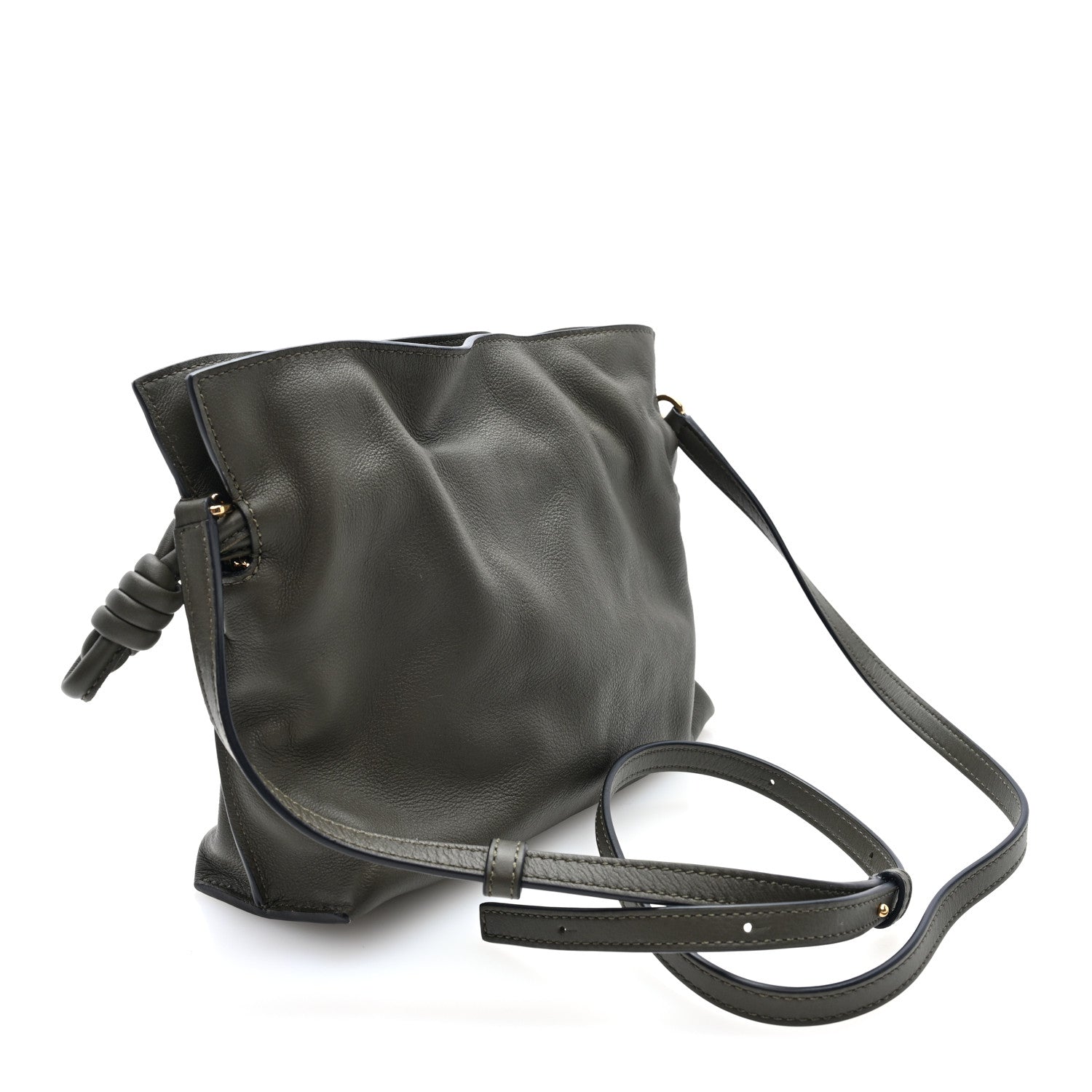 Loewe Calfskin Mini Flamenco Knot Clutch Dark Khaki 3 of 9
