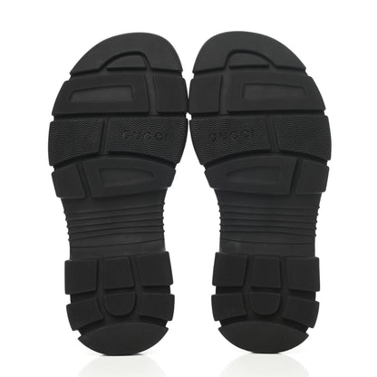 Gucci Nappa Grosgrain Logo Mens Velcro Chunky Slide Sandals 10 Black 5 of 8