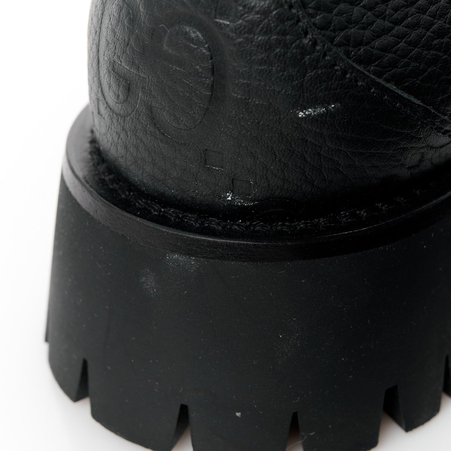 Piuma Calfskin Embossed Womens Platform Lug Sole Loafers 36.5 Black