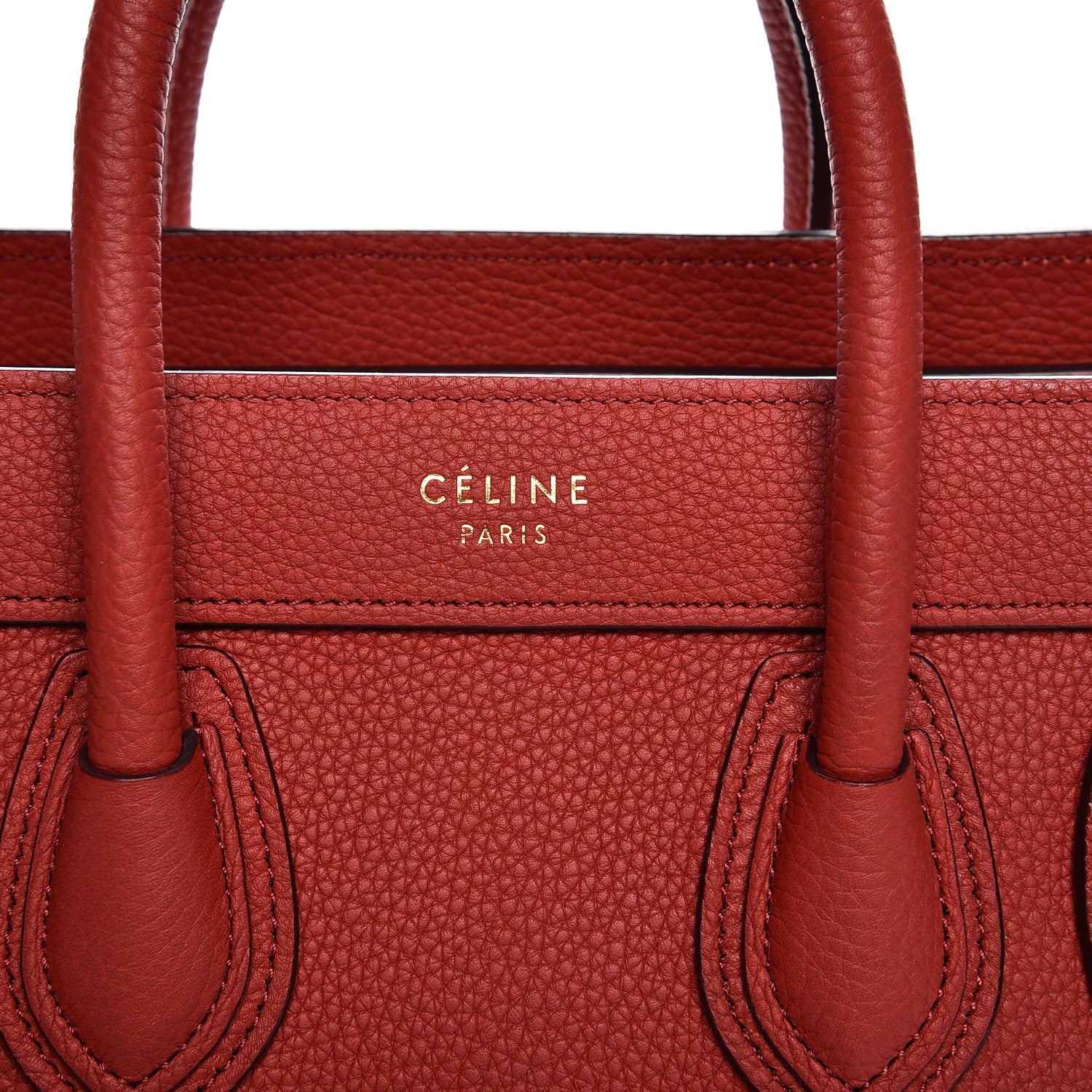 Celine Baby Grained Calfskin Nano Luggage Red 9 of 10
