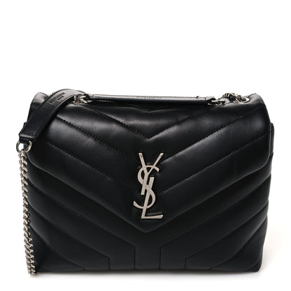 Saint Laurent Calfskin Y Quilted Monogram Small Loulou Chain Satchel Black Black 1 of 11