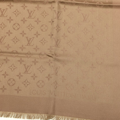 Louis Vuitton Silk Wool Monogram Shine Shawl Cappuccino 2 of 3