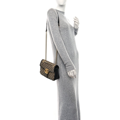 Gucci Monogram Matelasse Diagonal Small GG Marmont Shoulder Bag Beige Black 2 of 9