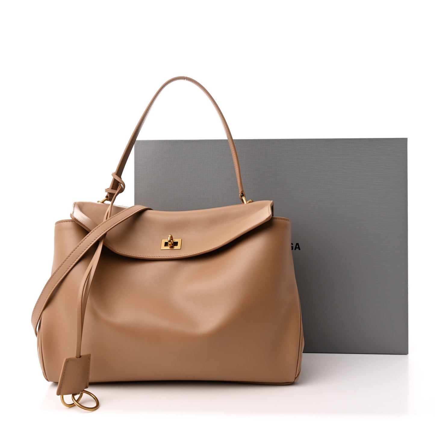 Smooth Calfskin Medium Rodeo Top Handle Handbag Latte