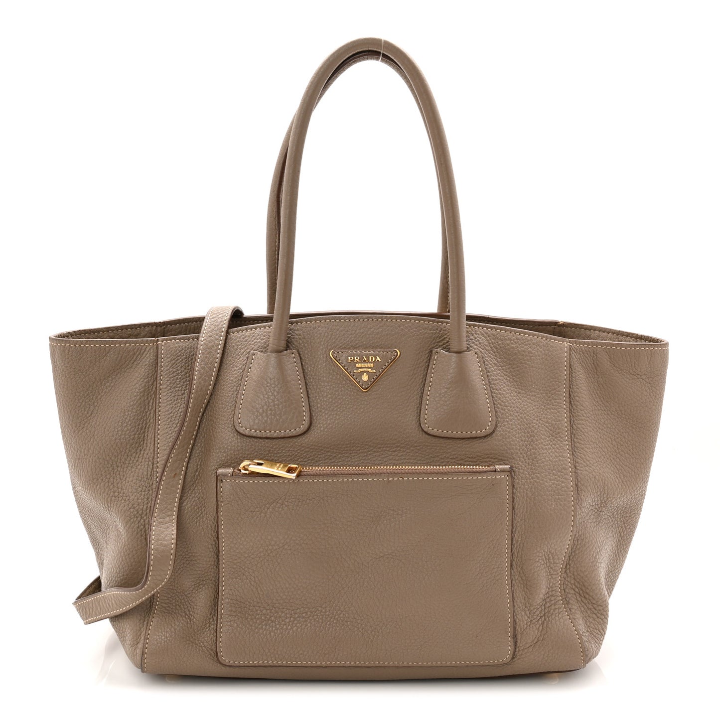 Vitello Daino Pocket Shopping Tote Cammeo