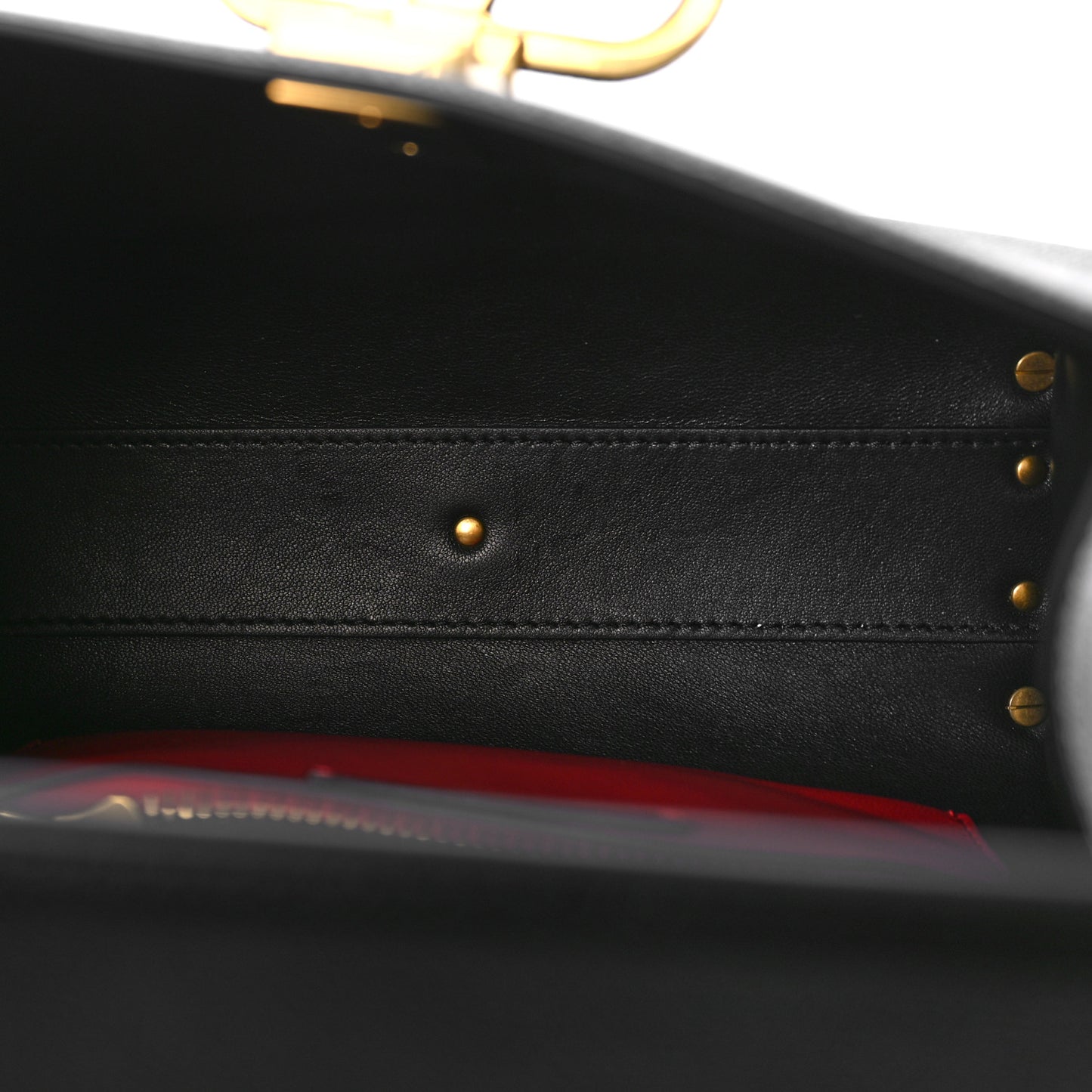 Grainy Calfskin Small VSling Top Handle Bag Black