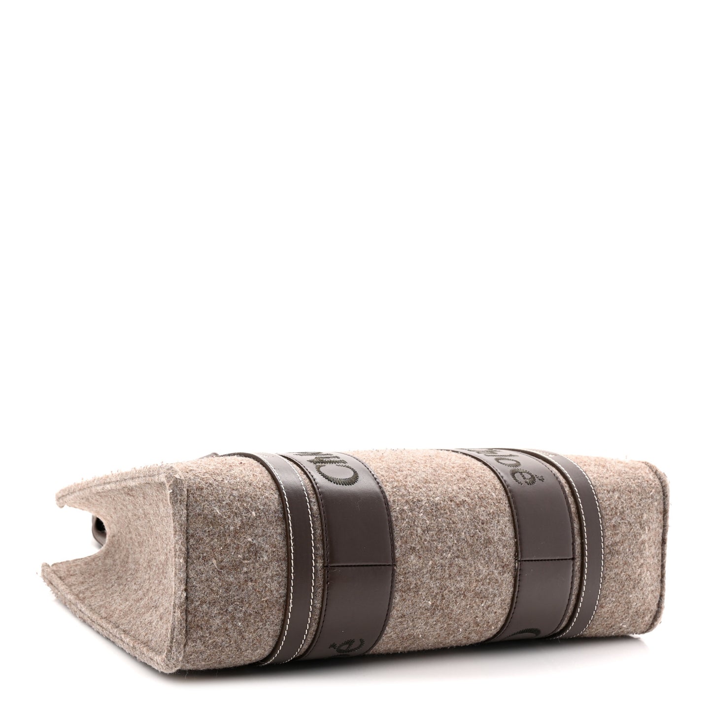 Felt Calfskin Medium Woody Ribbon Tote Deep Beige