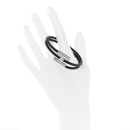 Hermes Swift Double Wrap Cord Tournis Tresse Bracelet Black 2 of 5