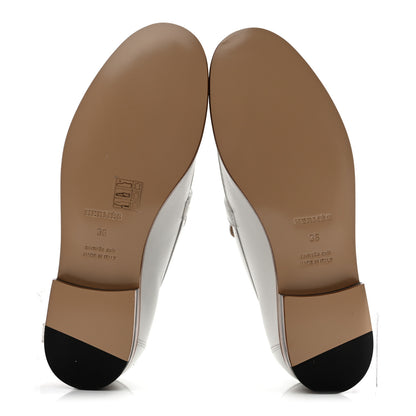 Hermes Calfskin Womens Destin Loafers 36 White 6 of 12