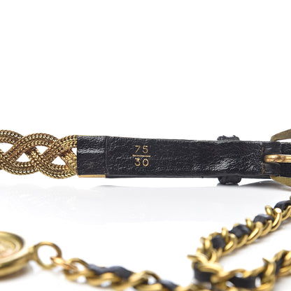 Chanel Lambskin Chain Brained CC Medallion Belt 75 30 Black Gold 3 of 3
