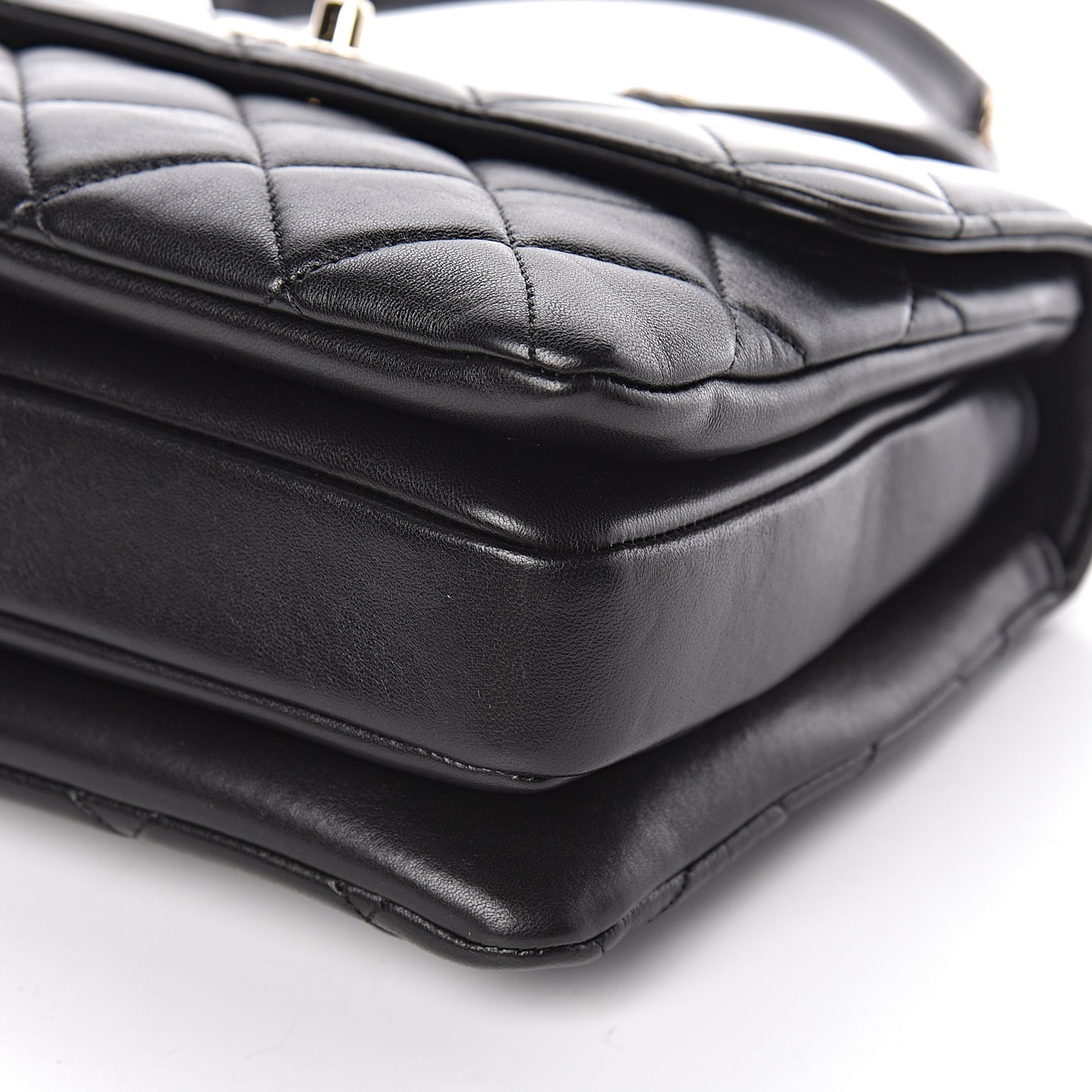 Lambskin Quilted Small Trendy CC Dual Handle Flap Bag Black
