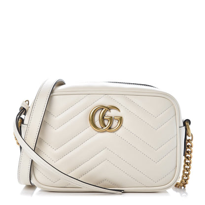 Gucci Calfskin Matelasse Mini GG Marmont Chain Shoulder Bag White 1 of 7