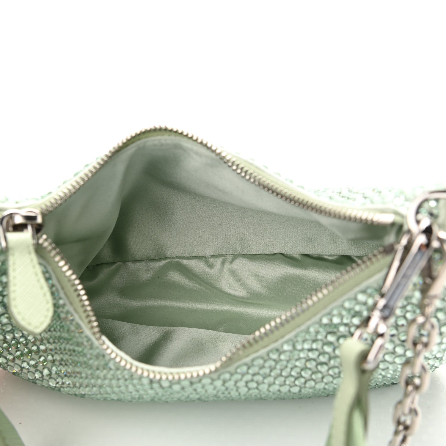 Prada Satin Crystal Re-Edition 2005 Shoulder Bag Acqua 4 of 9