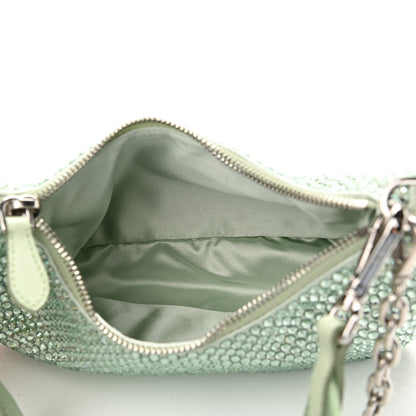 Prada Satin Crystal Re-Edition 2005 Shoulder Bag Acqua 4 of 9
