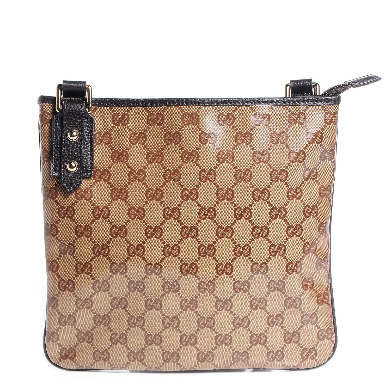 Gucci Crystal Monogram Flat Messenger Bag Beige Dark Brown 1 of 7