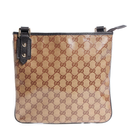 Gucci Crystal Monogram Flat Messenger Bag Beige Dark Brown 1 of 7