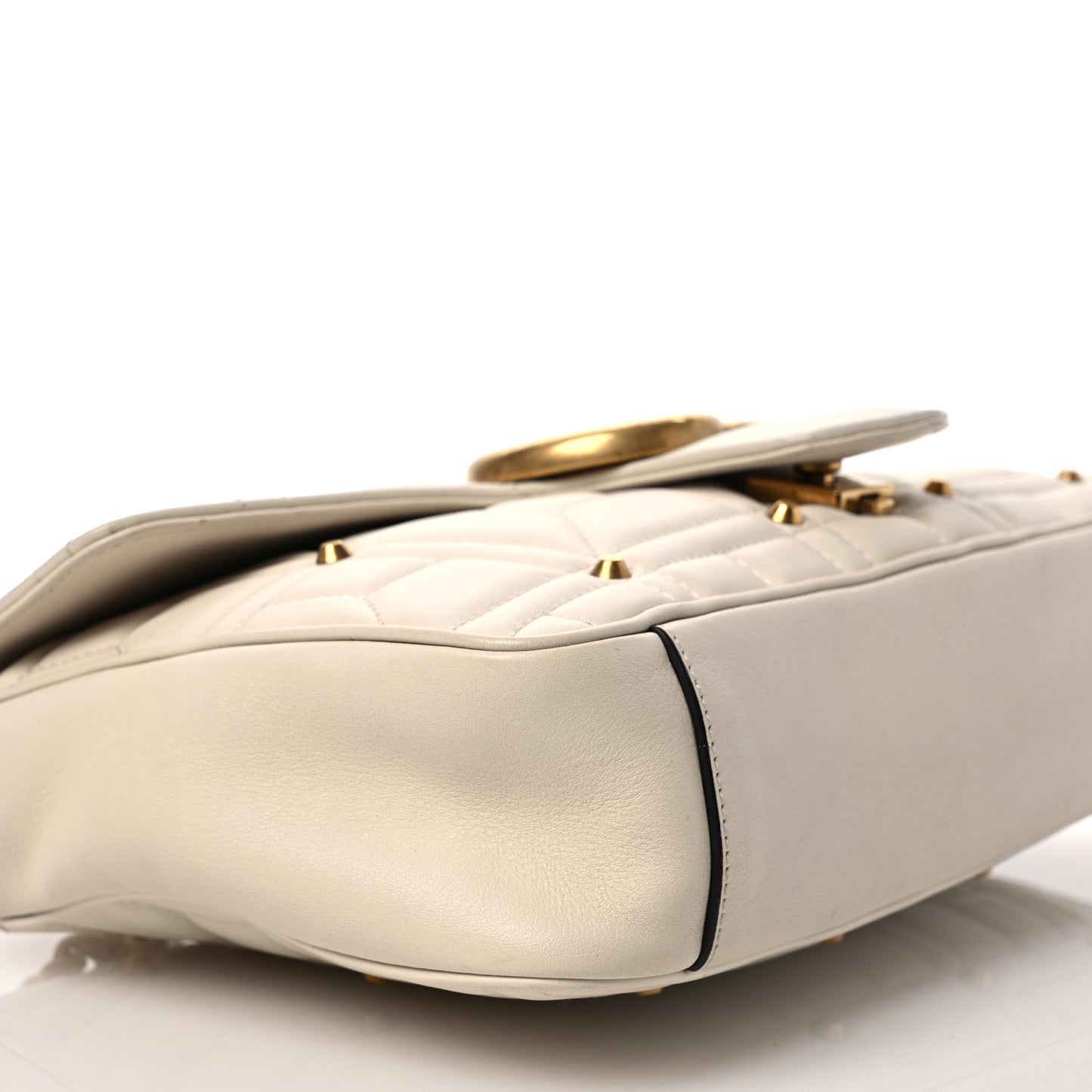 Calfskin Matelasse Studded Medium GG Marmont Shoulder Bag White
