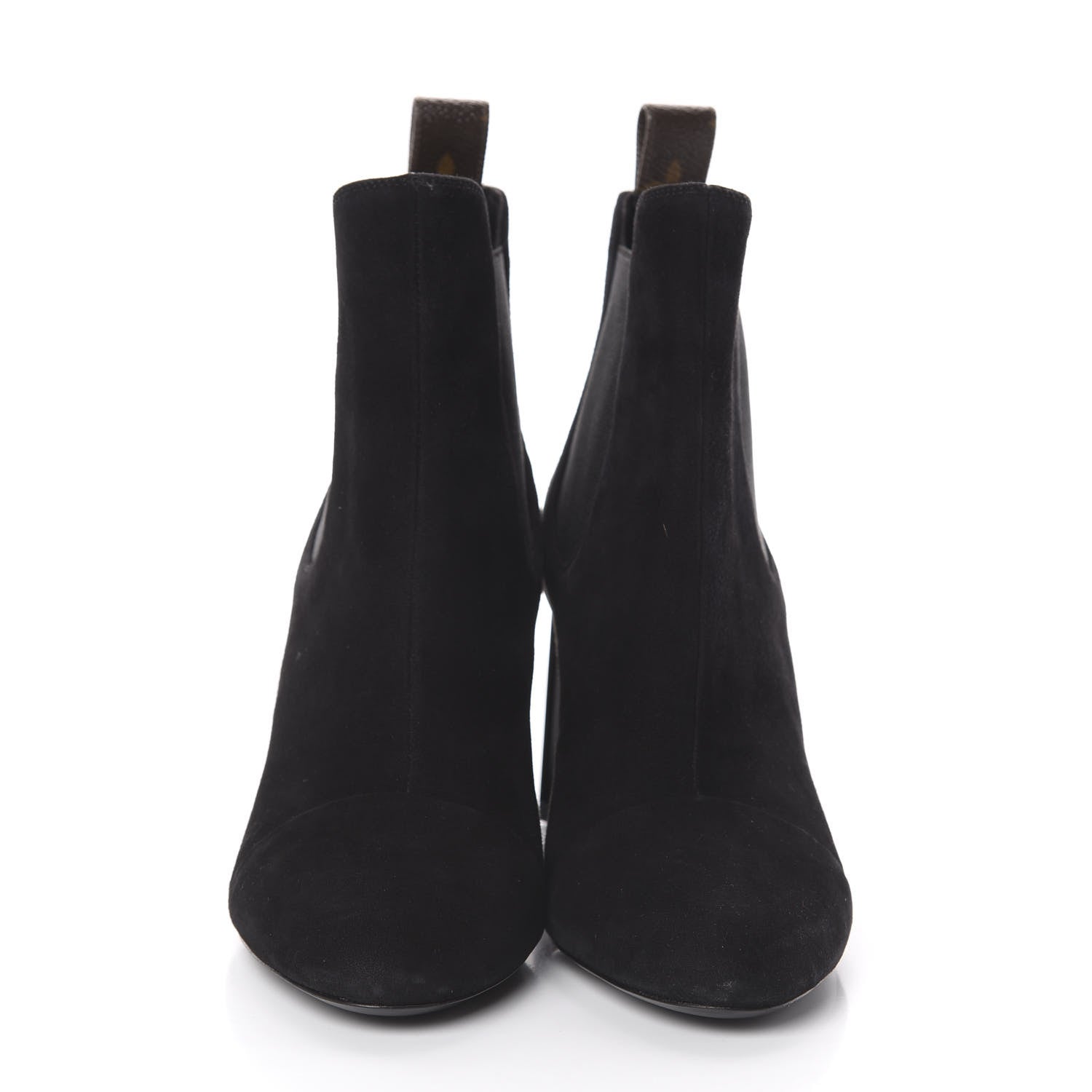 Louis Vuitton Suede Monogram Uniformes Cap Toe Chelsea 80mm Ankle Boots 36 Black 2 of 6