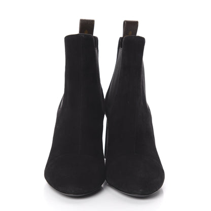 Louis Vuitton Suede Monogram Uniformes Cap Toe Chelsea 80mm Ankle Boots 36 Black 2 of 6