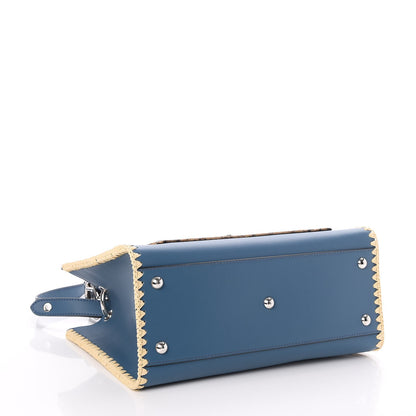 Fendi Vitello Century Raffia Elaphe F is Fendi FF Woven Embroidered Small Runaway Satchel Blue 5 of 8