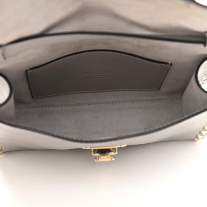 Valentino Garavani Pebbled Calfskin Medium Rockstud Flip Lock Crossbody Bag Pastel Grey 4 of 7
