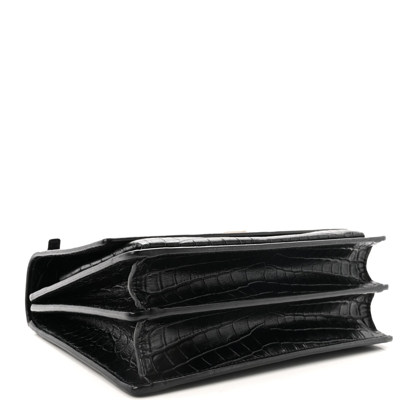 Calfskin Crocodile Embossed Medium Monogram Sunset  Black