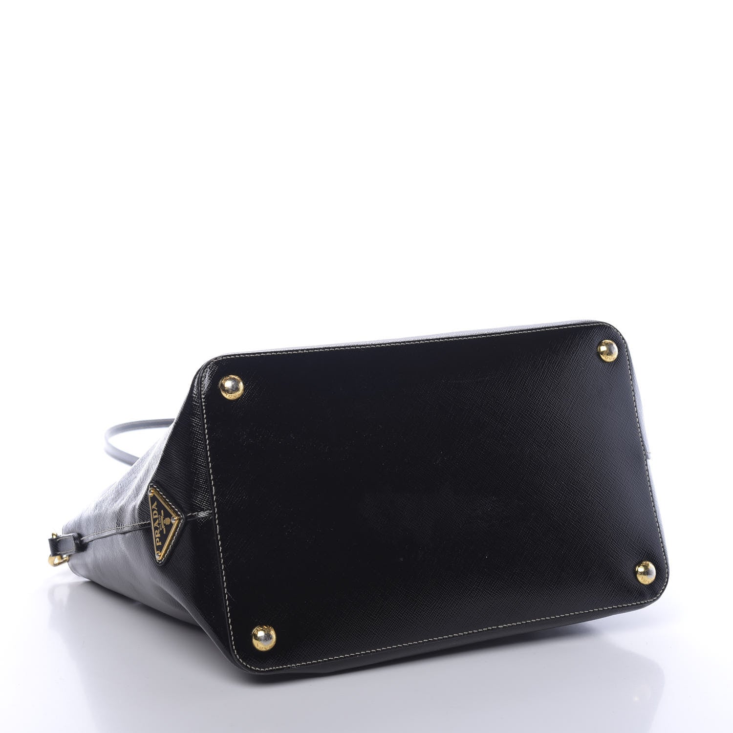Prada Saffiano Vernice Turn Lock Shopping Tote Black 4 of 11