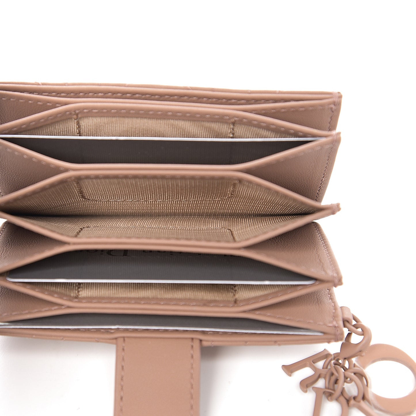 Ultra Matte Calfskin Cannage Lady Dior 5-Gusset Card Holder Blush Powder