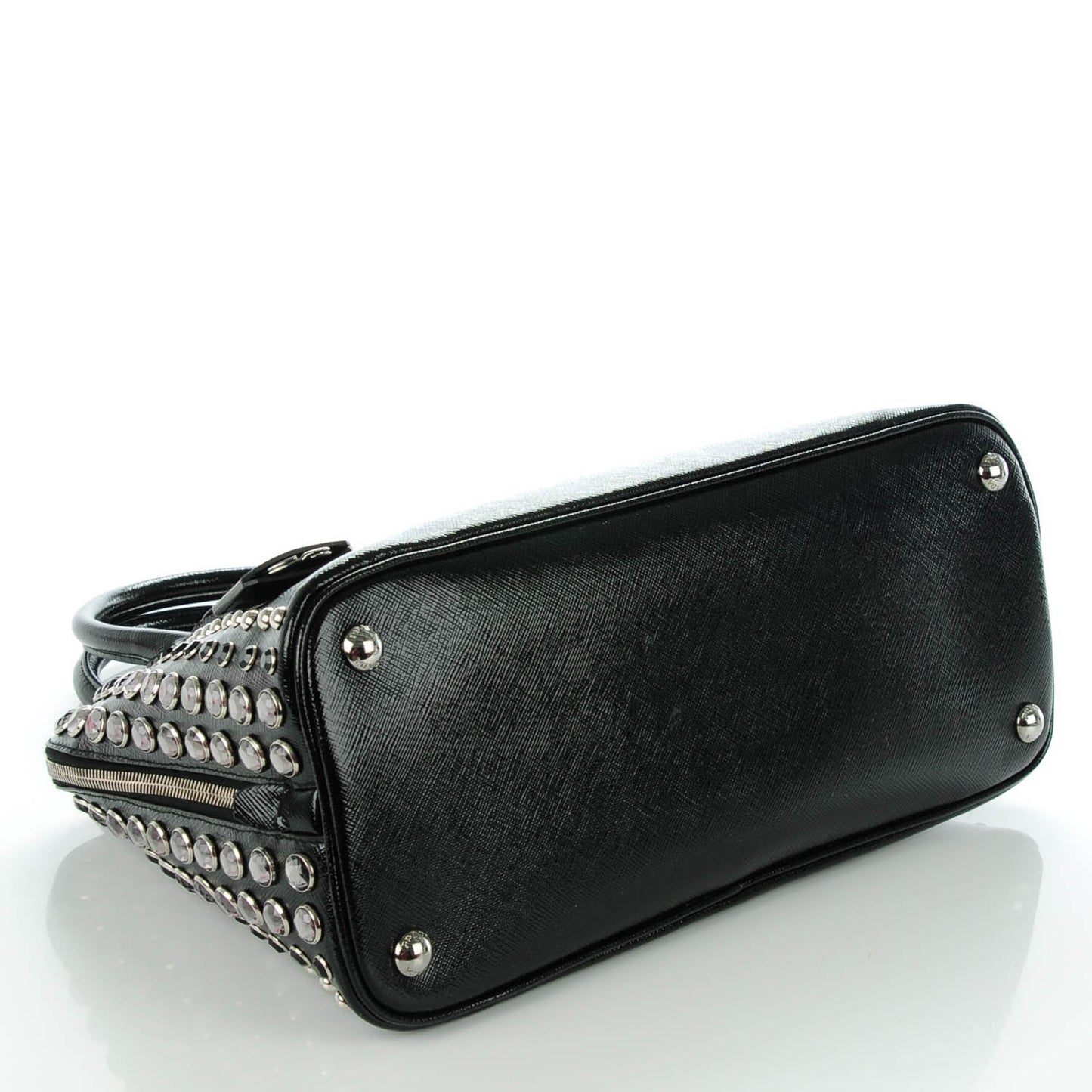 Saffiano Vernice Crystal Pyramid Bag Black