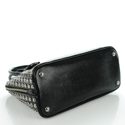 Prada Saffiano Vernice Crystal Pyramid Bag Black 4 of 8