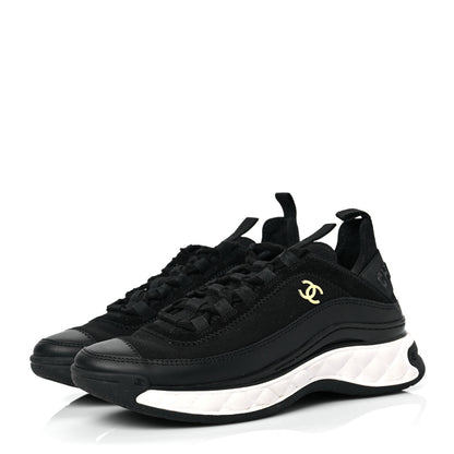 Chanel Velvet Calfskin Mixed Fibers CC Sneakers 36.5 Black 3 of 8