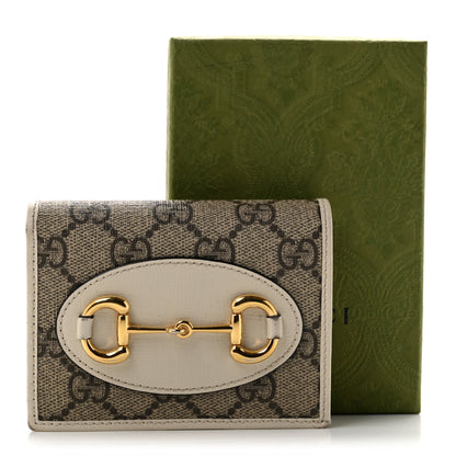 Gucci GG Supreme Monogram Azalea Calfskin Horsebit 1955 Card Case Wallet Beige Ebony Mystic White 8 of 8