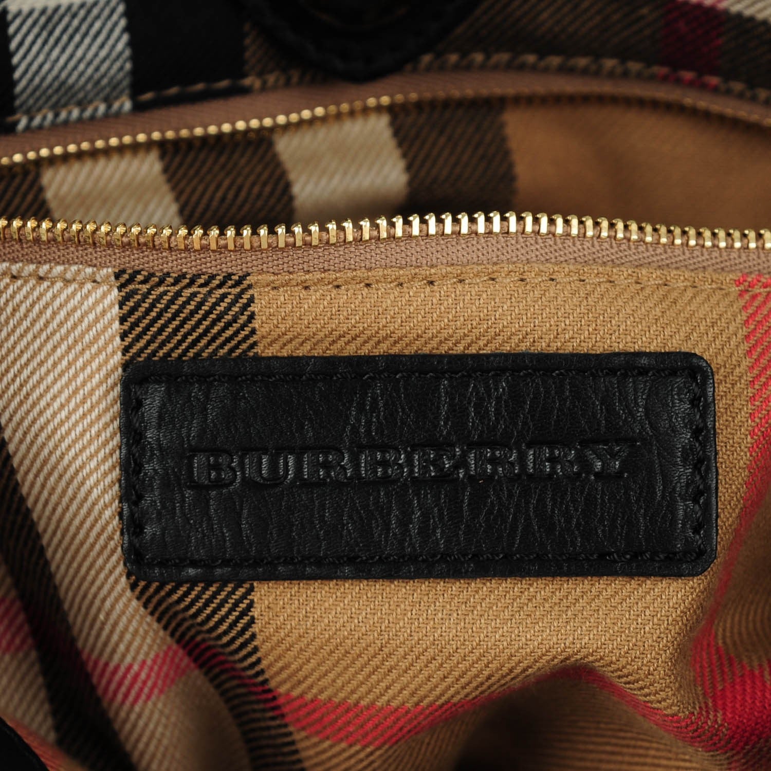 Burberry Calfskin House Check Medium Banner Tote Black 7 of 8