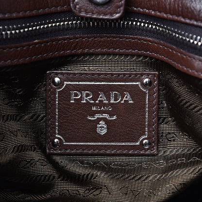 Prada Soft Calf Pleated Two Pocket Hobo Bruciato 5 of 19