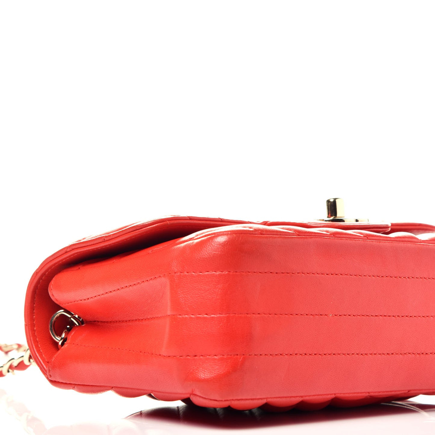 Lambskin Chevron Quilted Mini Rectangular Flap Red