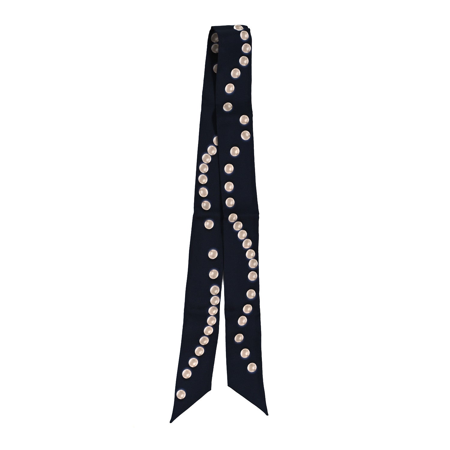 Chanel Silk Pearl CC Slim Bandeau Scarf Dark Navy 2 of 4