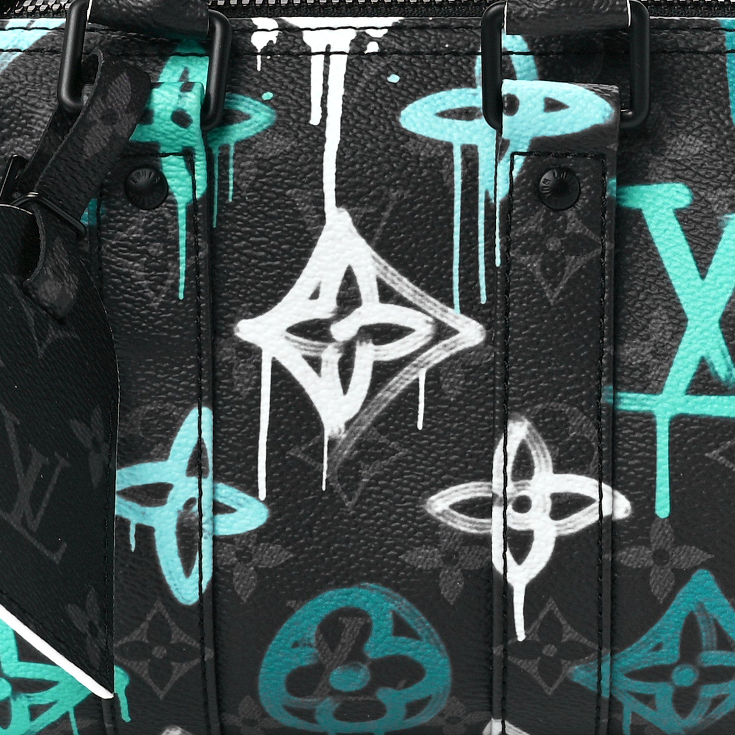 Louis Vuitton Monogram Eclipse LV Graffiti Keepall Bandouliere 25