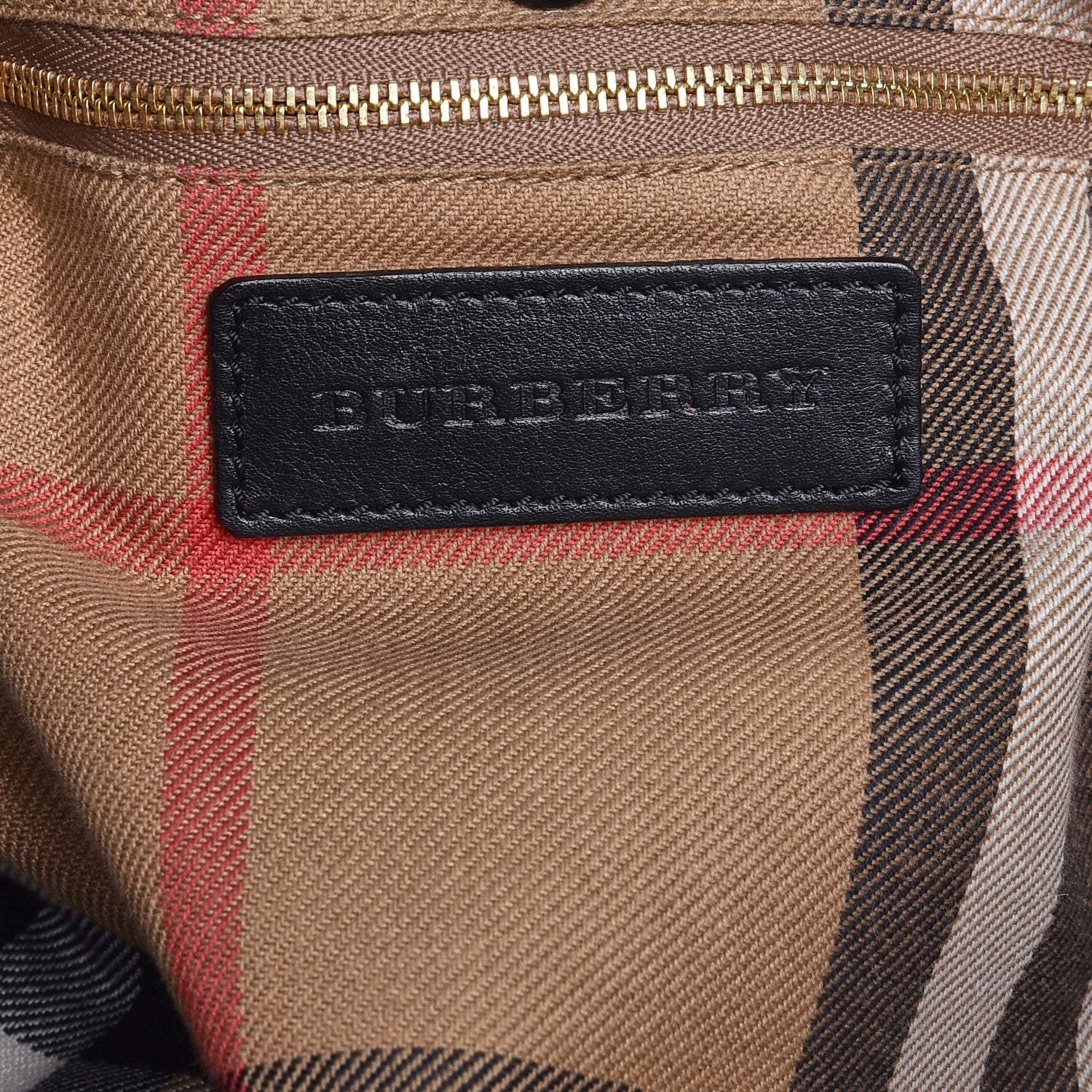 Burberry Grainy Calfskin House Check Large Banner Tote Black 7 of 9