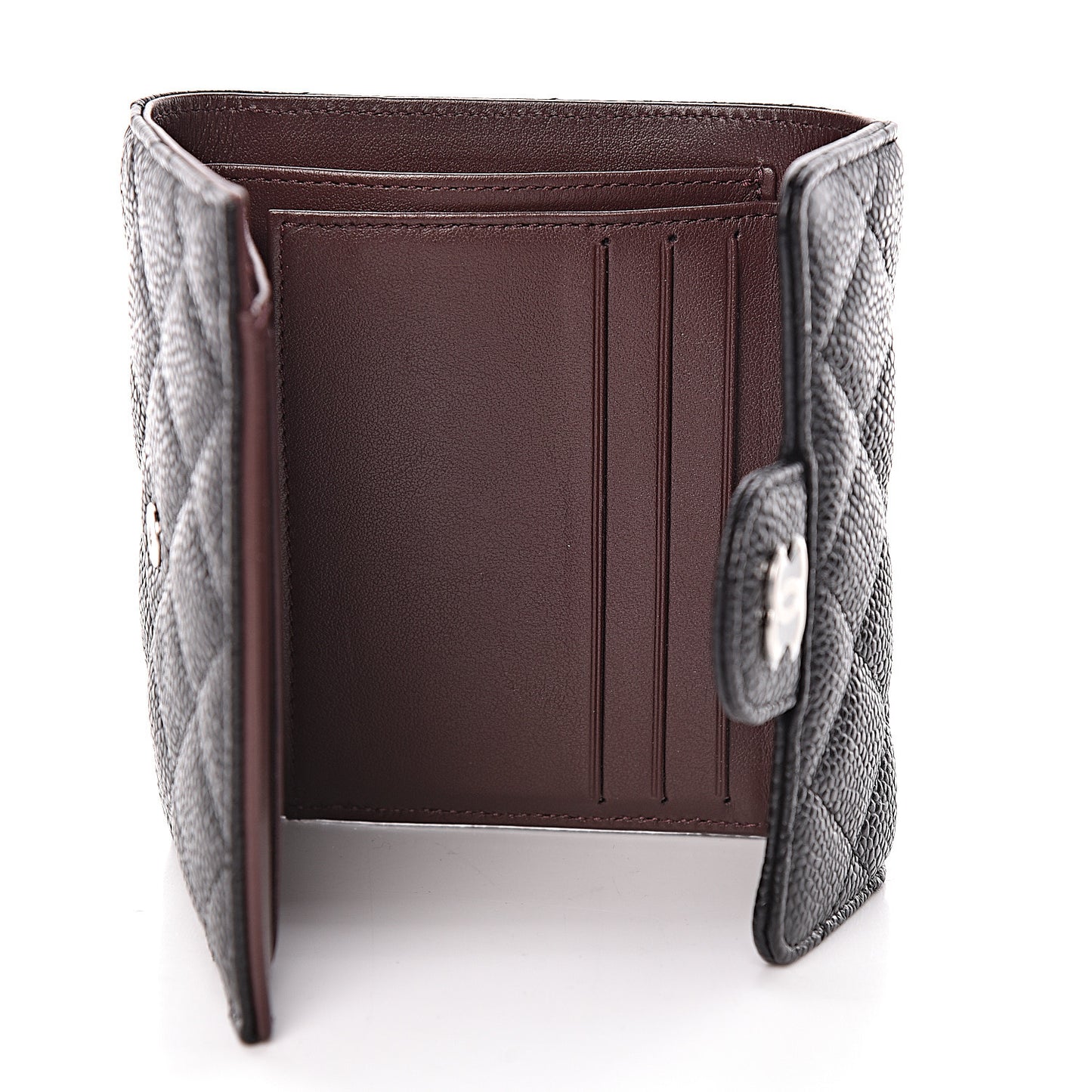 Caviar Quilted Compact Flap Wallet Black