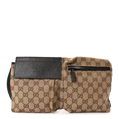 Gucci GG Monogram Web Double Pocket Belt Bag Dark Brown 1 of 10