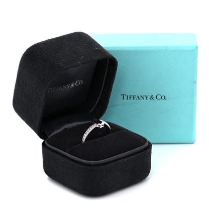 Tiffany 18K White Gold Diamond T T1 Ring 48 4.5 5 of 5