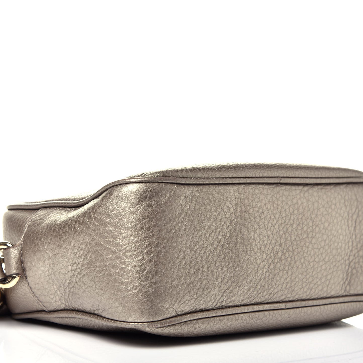 Metallic Pebbled Calfskin Small Soho Disco Bag Golden Beige