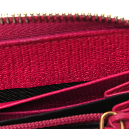 Saint Laurent Calfskin Textured ChYc Zip Around Wallet Fuchsia 6 of 9