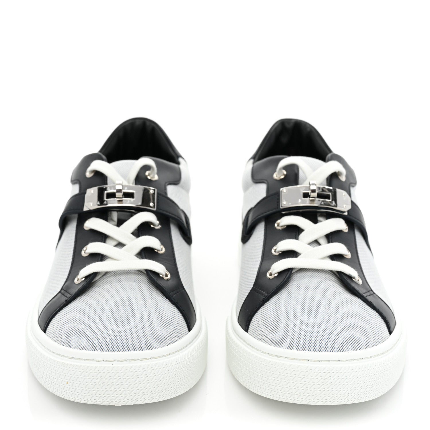 Hermes Calfskin Canvas Mens Day Sneakers 43 Bleu Marine 2 of 10