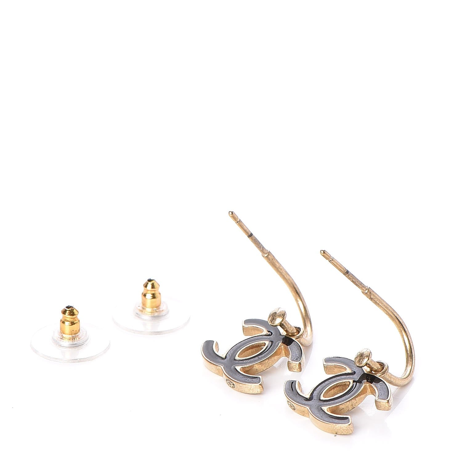 Chanel Enamel CC Dangle Earrings Gold Black 3 of 5