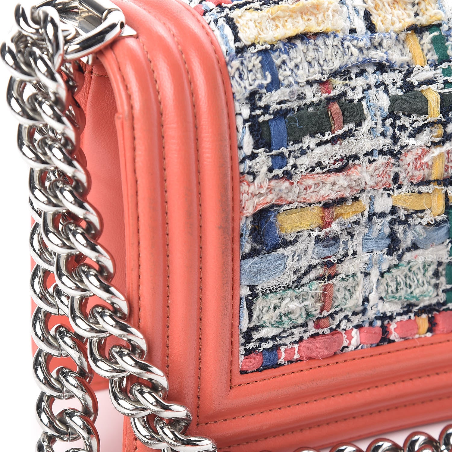 Chanel Lambskin Tweed Small Boy Flap Coral 9 of 14