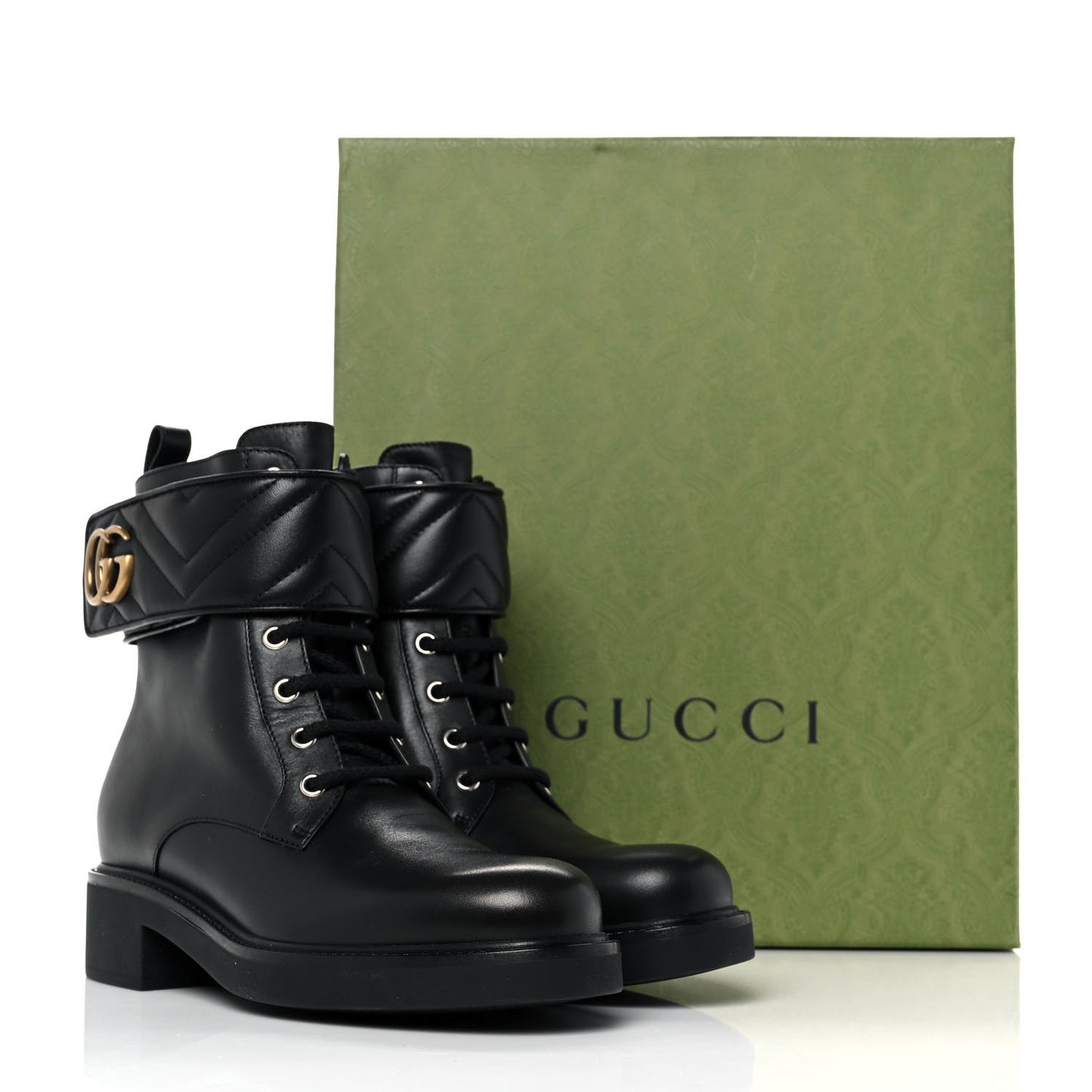 Flores Calfskin Nappa Matelasse GG 40mm Ankle Boots 38.5 Black