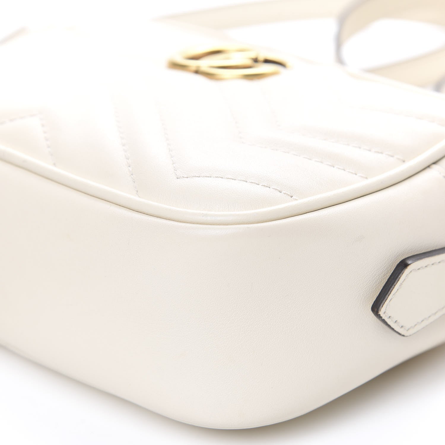 Gucci Calfskin Matelasse Mini GG Marmont Chain Shoulder Bag White 16 of 16