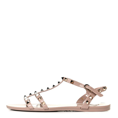 Valentino Garavani PVC Jelly Rockstud Caged Sandals 41 Poudre 1 of 7